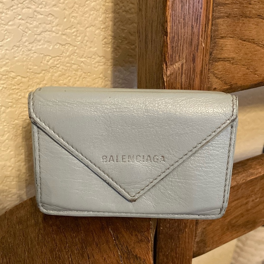 BALENCIAGA Mini Papier Leather Trifold Wallet